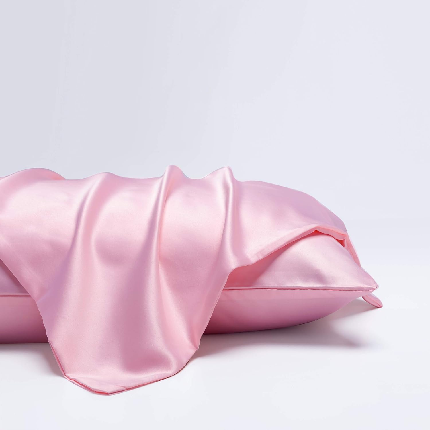 Ntbay Zippered Satin Pillow Cases for Hair and Skin, Luxury Standard Hidden Zipper Pillowcases Set of 2, 20x26 Inches, Light Pink 26 Inches…
