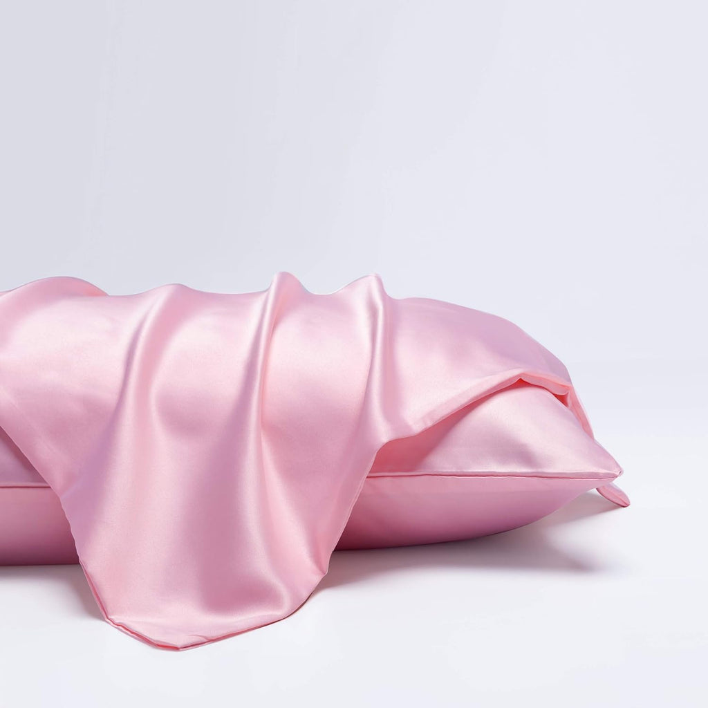 Ntbay Zippered Satin Pillow Cases for Hair and Skin, Luxury King Hidden Zipper Pillowcases Set of 2, 20x36 Inches, Light Pink 36 Inches Pink