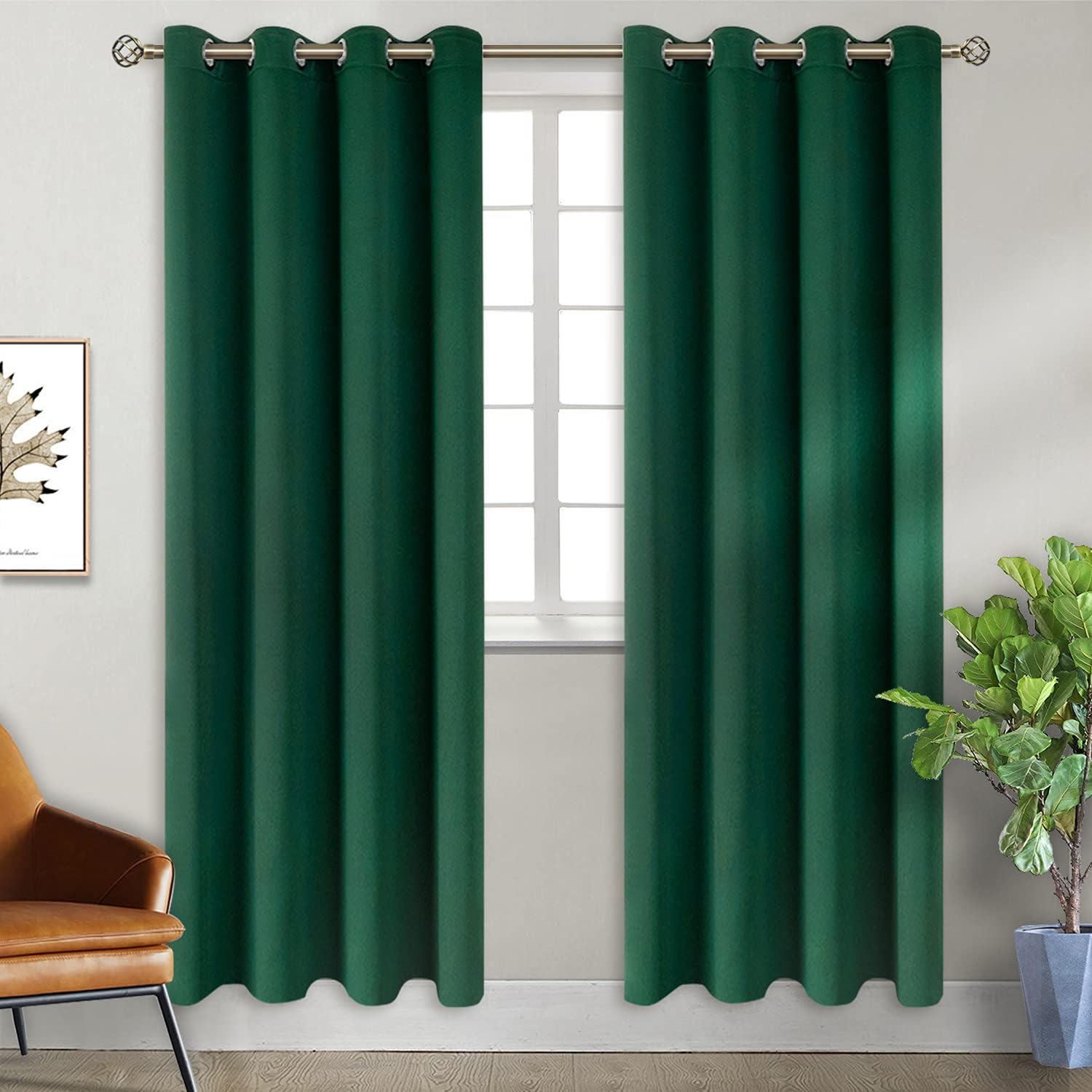 BGment Green Blackout Curtains 84 Inch Length 2 Panels Set, Grommet Thermal Insulated Room Darkening Curtains for Bedroom, Each 46 x 84 Inc…