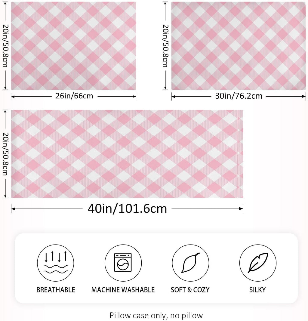 Plaid Squares Pillow Covers Silk Pillowcase for Hair and Skin Soft Breathable Smooth Cooling Satin Pillowcase Standard Size Pillow Case…