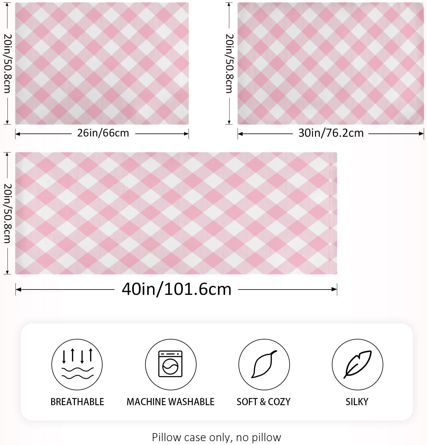 Plaid Squares Pillow Covers Silk Pillowcase for Hair and Skin Soft Breathable Smooth Cooling Satin Pillowcase Standard Size Pillow Case…