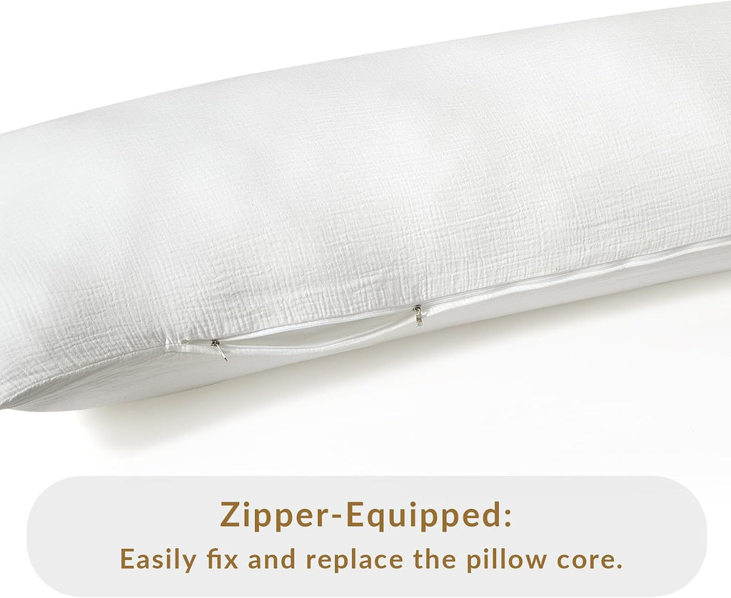 DefineCozyHealthyLife SE SOFTEXLY Muslin Body Pillowcases 100% Cotton, 1 Pack Linen Like Pillow Shams with Zippered Closure, Ultral Soft an…