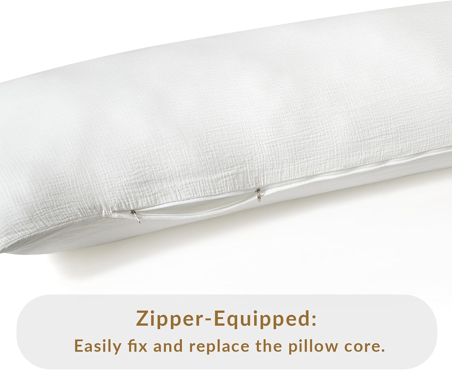 DefineCozyHealthyLife SE SOFTEXLY Muslin Body Pillowcases 100% Cotton, 1 Pack Linen Like Pillow Shams with Zippered Closure, Ultral Soft an…