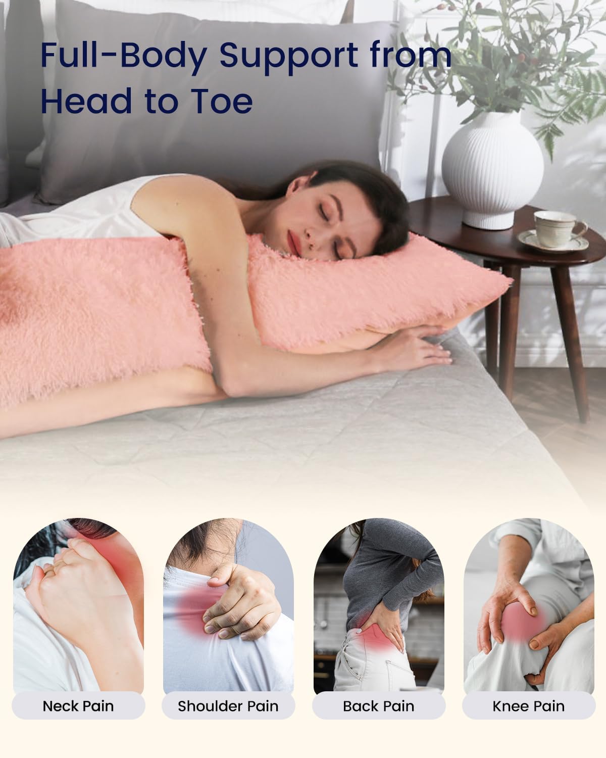 Zonli Fluffy Body Pillow, Full Body Pillows for Adults, Long Pillow for Sleeping with Removable Cover and Adjustable Filling for Side Sleep…