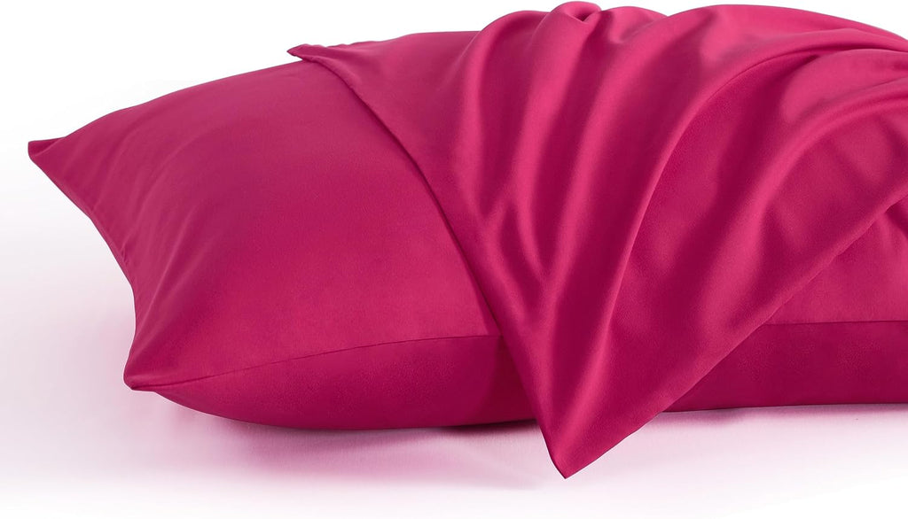 Ntbay Standard Pillow Cases Set of 2, 2 Pack Brushed Microfiber 20x26 Pillow Cases, Soft, Wrinkle, Fade, Stain Resistant Magenta Pillow Cas…
