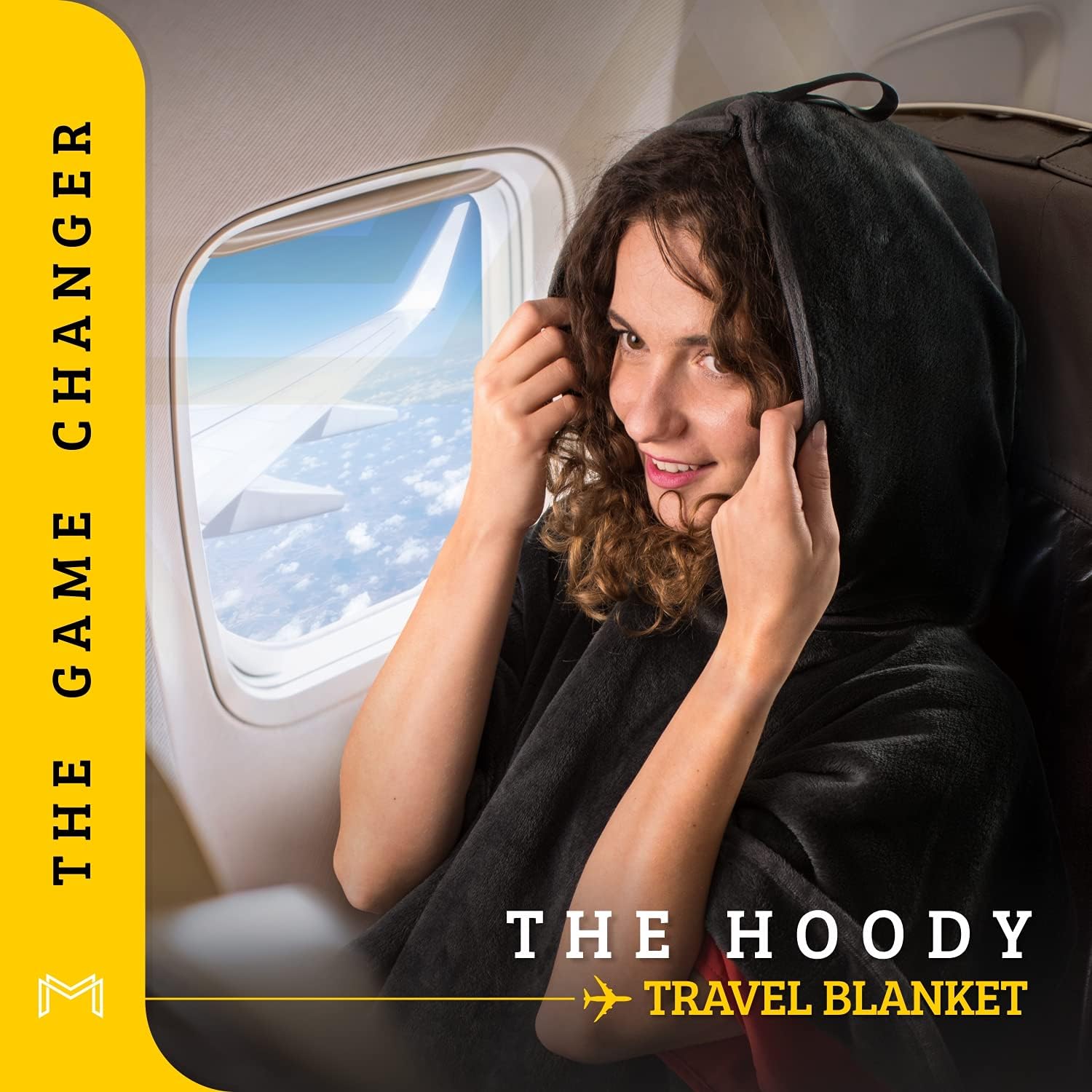 Travel Blanket Airplane Compact with Hoodie – 2in1 Airplane Travel Accessories from Plane Blanket to Travel Pillow with Luggage Strap…