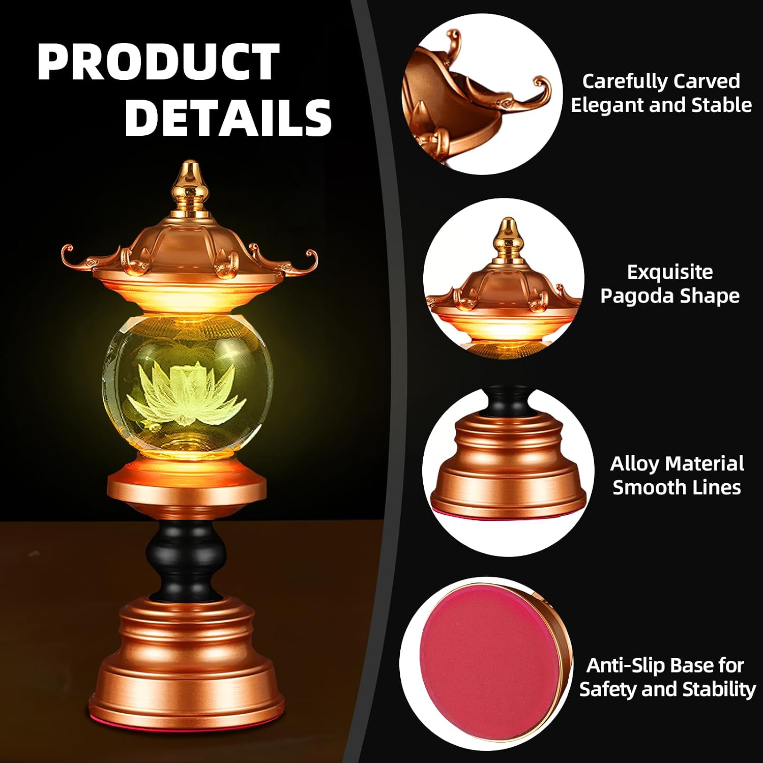11 Inch 1 Pair 7 Color LED Lotus Lamp Lights - Lotus Lights with Adjustable Switch for Buddhist Occasions, Meditation Buddhist Supplies