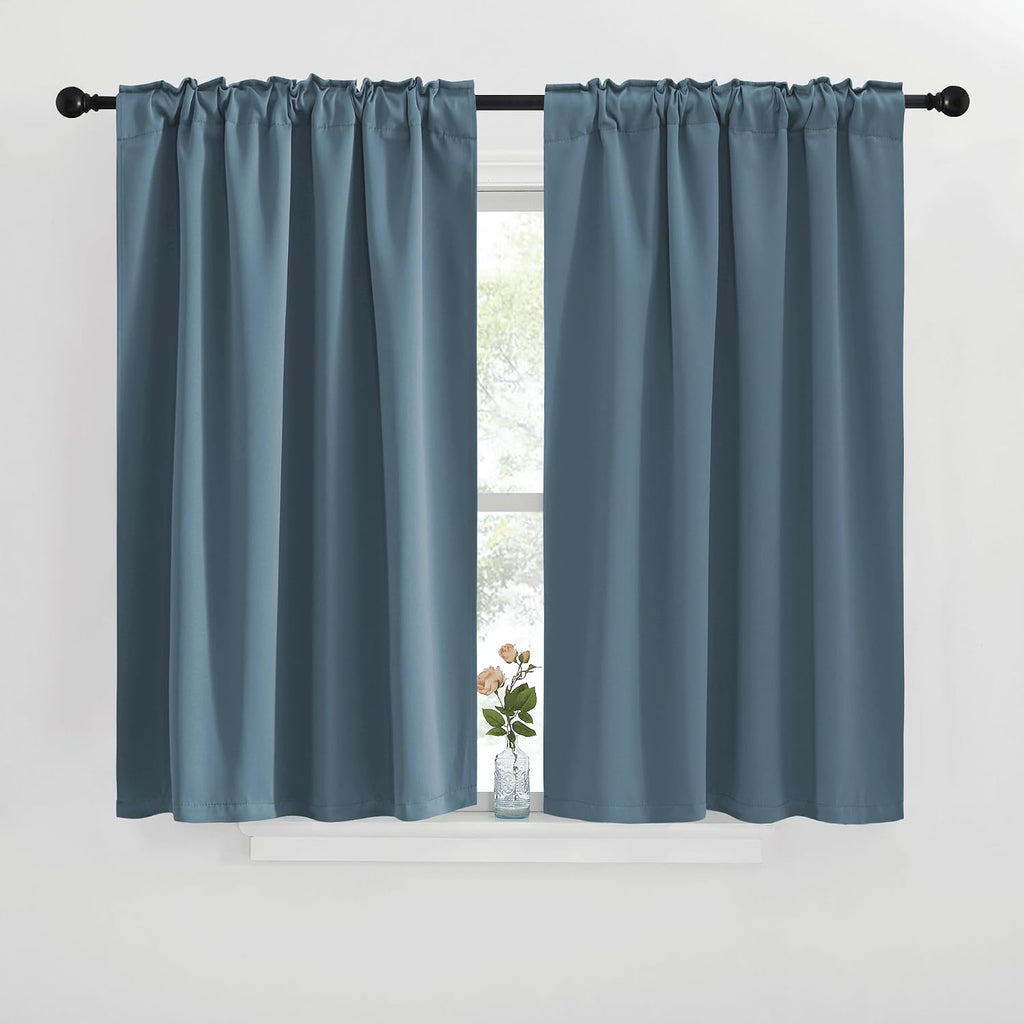 NICETOWN Window Treatment Blackout Curtains and Draperies - (Smoky Blue Color) 42x40 inch, 2 Panels, Room Darkening Blackout Panel Drapes…
