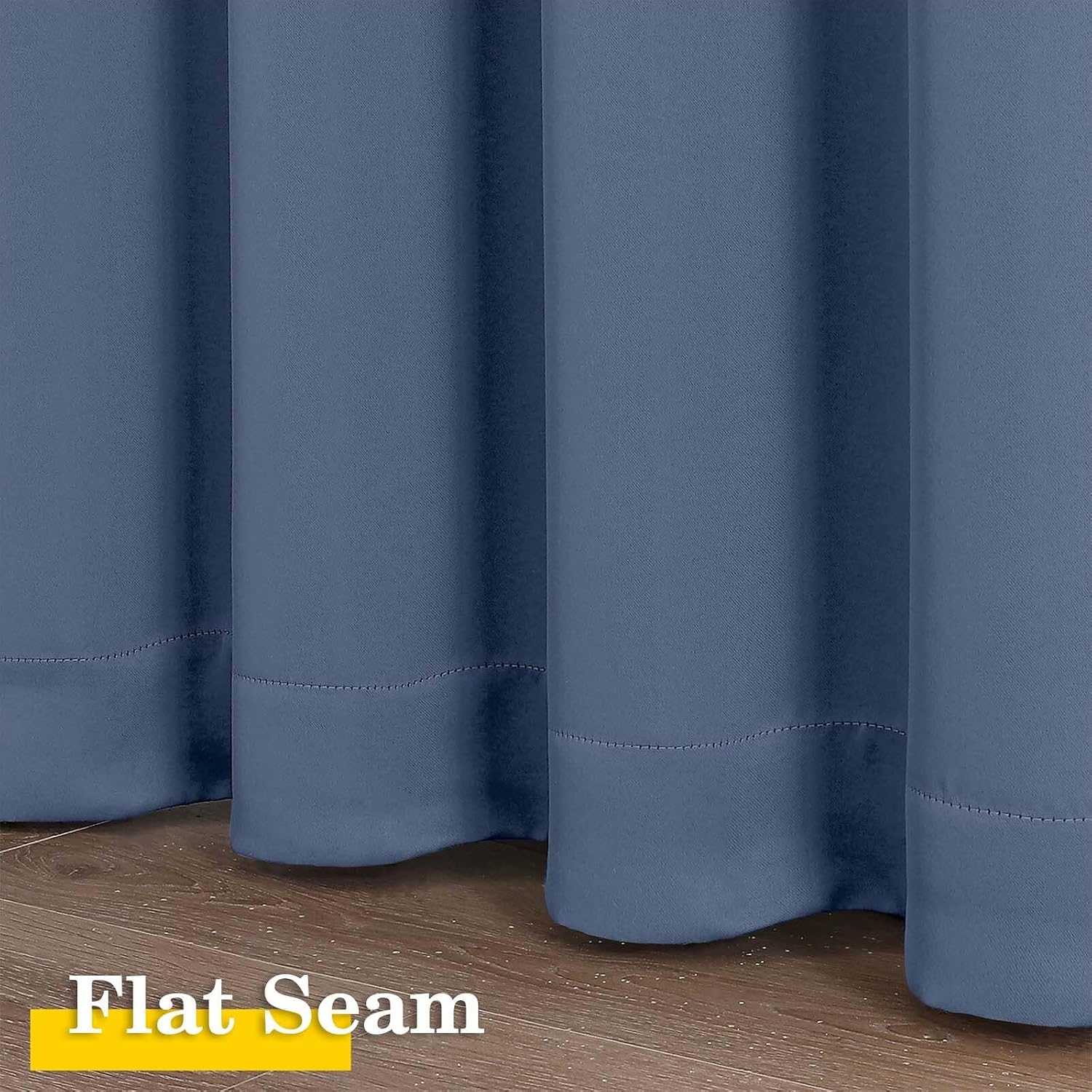 WelvetBLK Denim Room Darkening Curtains for Bedroom Living Room 45 Inch Length 2 Panels Set, Soft Solid Thermal Insulated Rod Pocket Short…