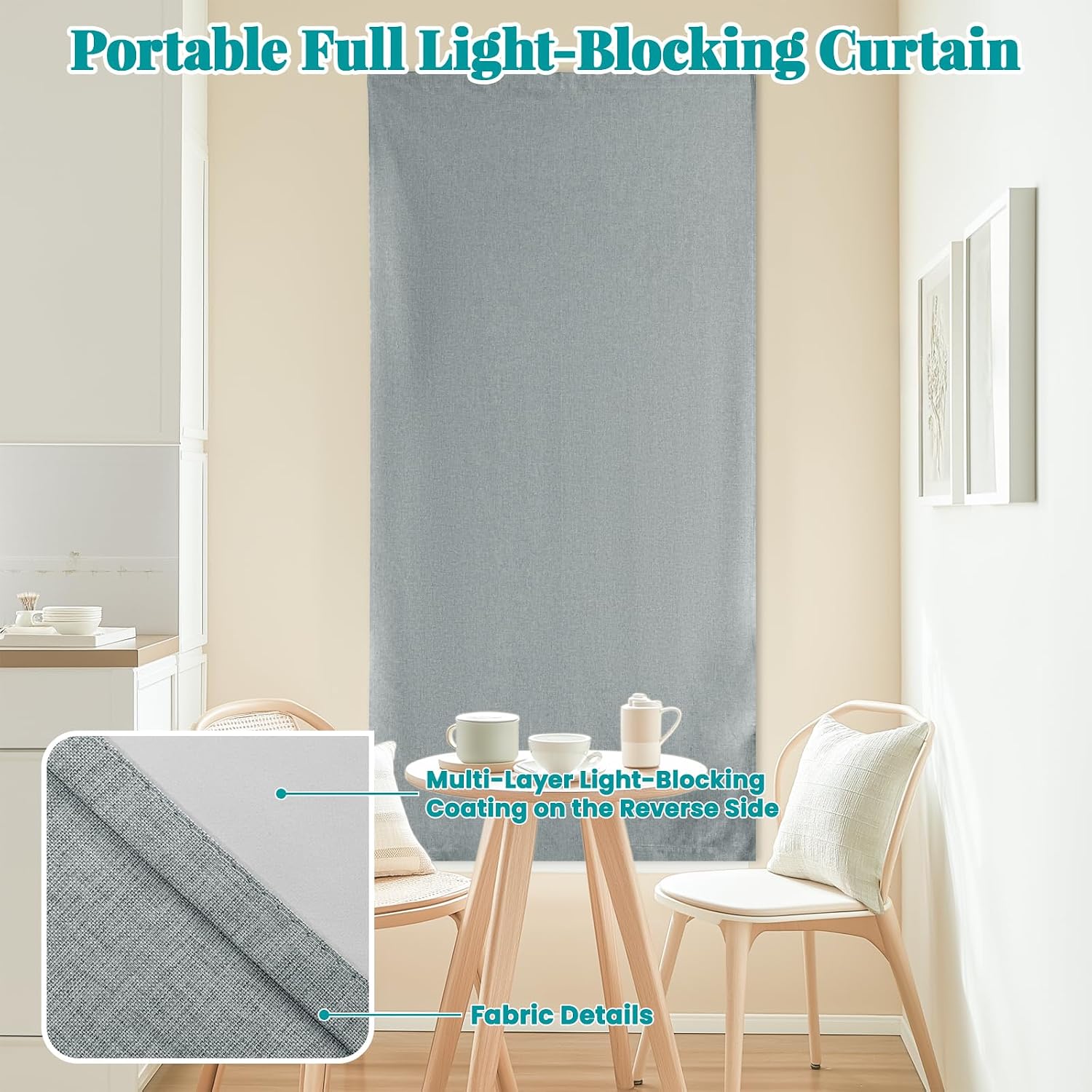 100% Blackout Self Adhesive Curtains Portable Curtain Simple and Easy to install Bedroom Window Thermal Lnsulated Kitchen Room Darkening…