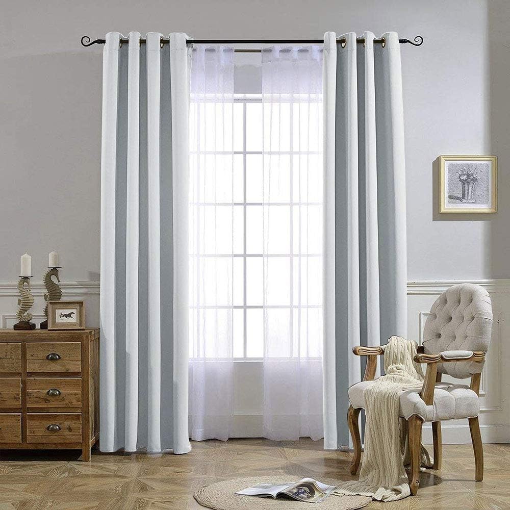 Nicetown Room Darkening 108 inches Long Curtains for Living Room - Ring Top Thermal Insulated Sound Reducing Window Treatment Drapes for Nu…