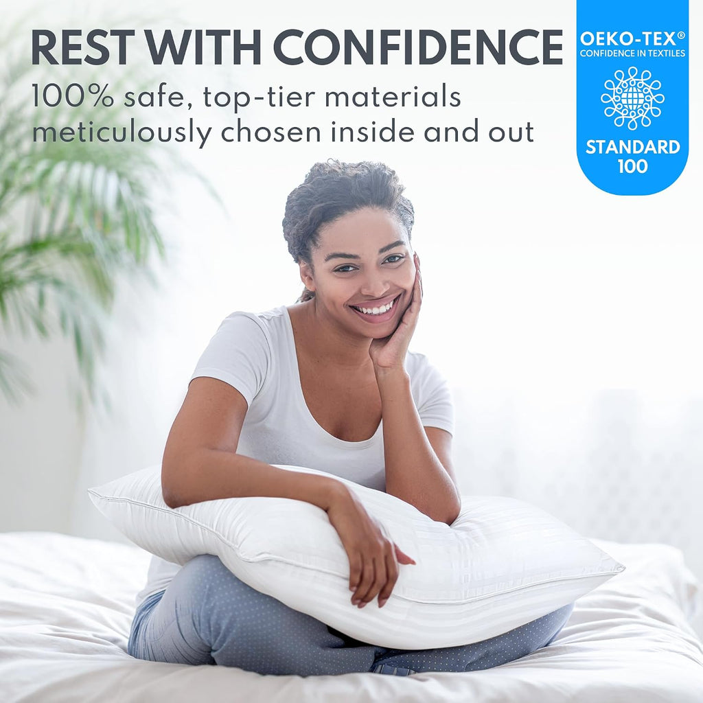 Queen Size Bed Pillows - Breathable Down Alternative Pillows Set of 2 for Side, Back, and Stomach Sleepers Fluffy Cooling Hotel Quality…