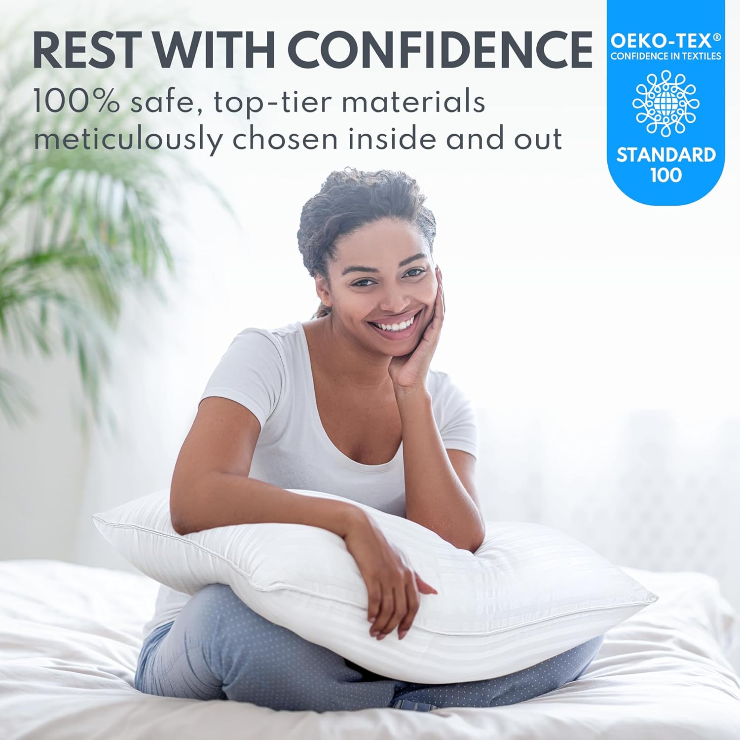 Heycuzi Queen Size Bed Pillows Set of 2 - Breathable Down Alternative Sleeping Pillows for Side, Back, and Stomach Sleepers Fluffy Hotel Qu…