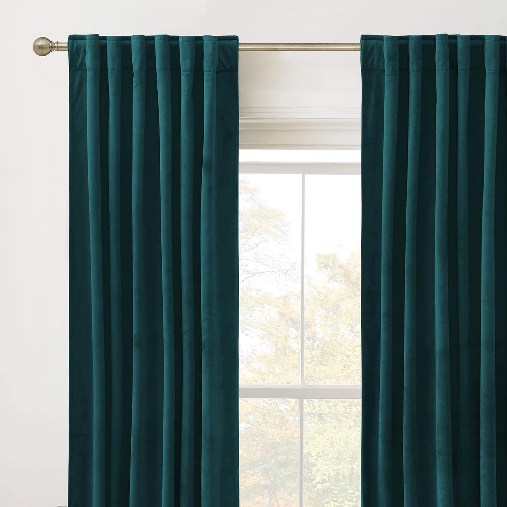 Rybhome RYB HOME Peacock Blue Velvet Curtains for Bedroom Living Room, Thermal Insulated Privacy UV Heat Blocking Luxurious Soft Rod Pocket…
