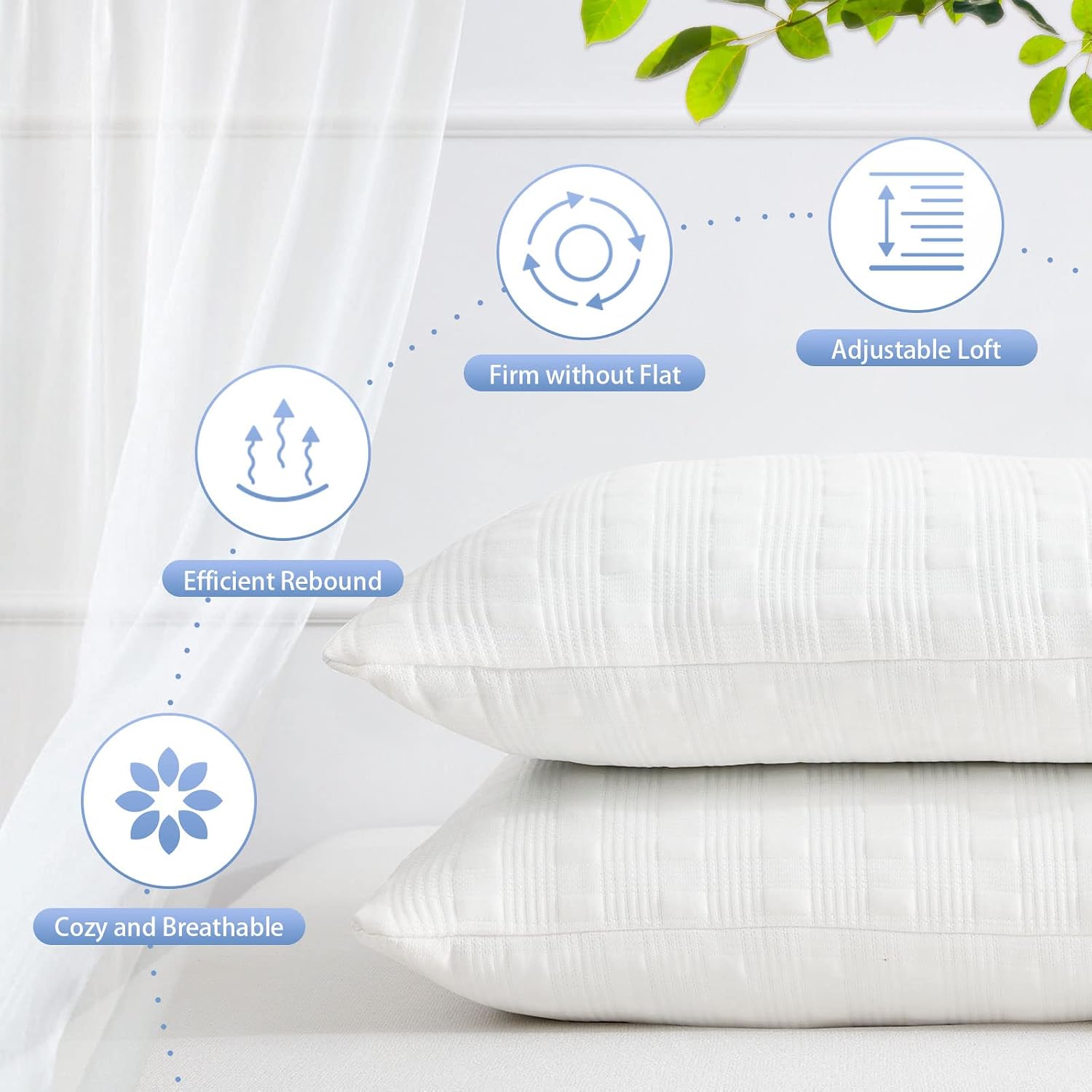 Meoflaw Cooling Pillows for Sleeping Queen Size, Shredded Memory Foam Bed Pillow with Double Sided Material Pillow Case, Adjustable…