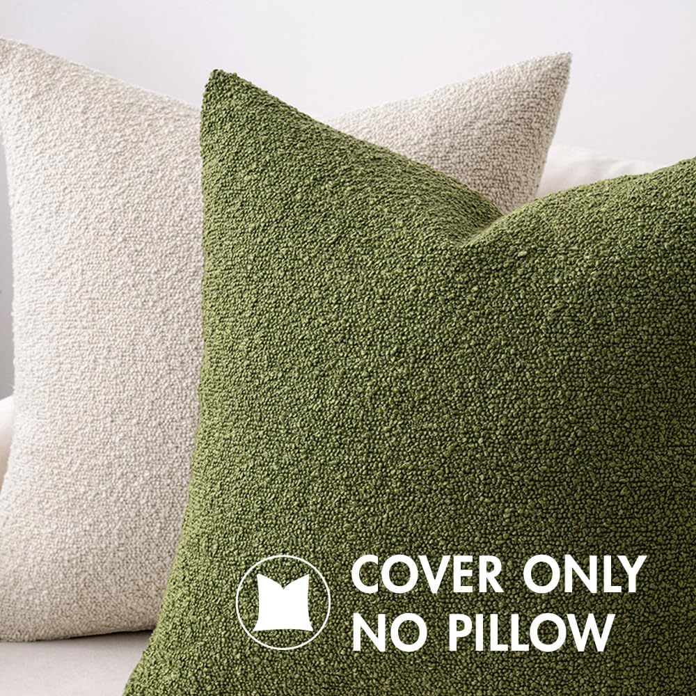 Miulee Textured Boucle Throw Pillow Cover Beige Boho Accent Solid Eruo Sham Pillow Case Decorative Soft Pack of 1 Couch Cushion Chair Sofa…
