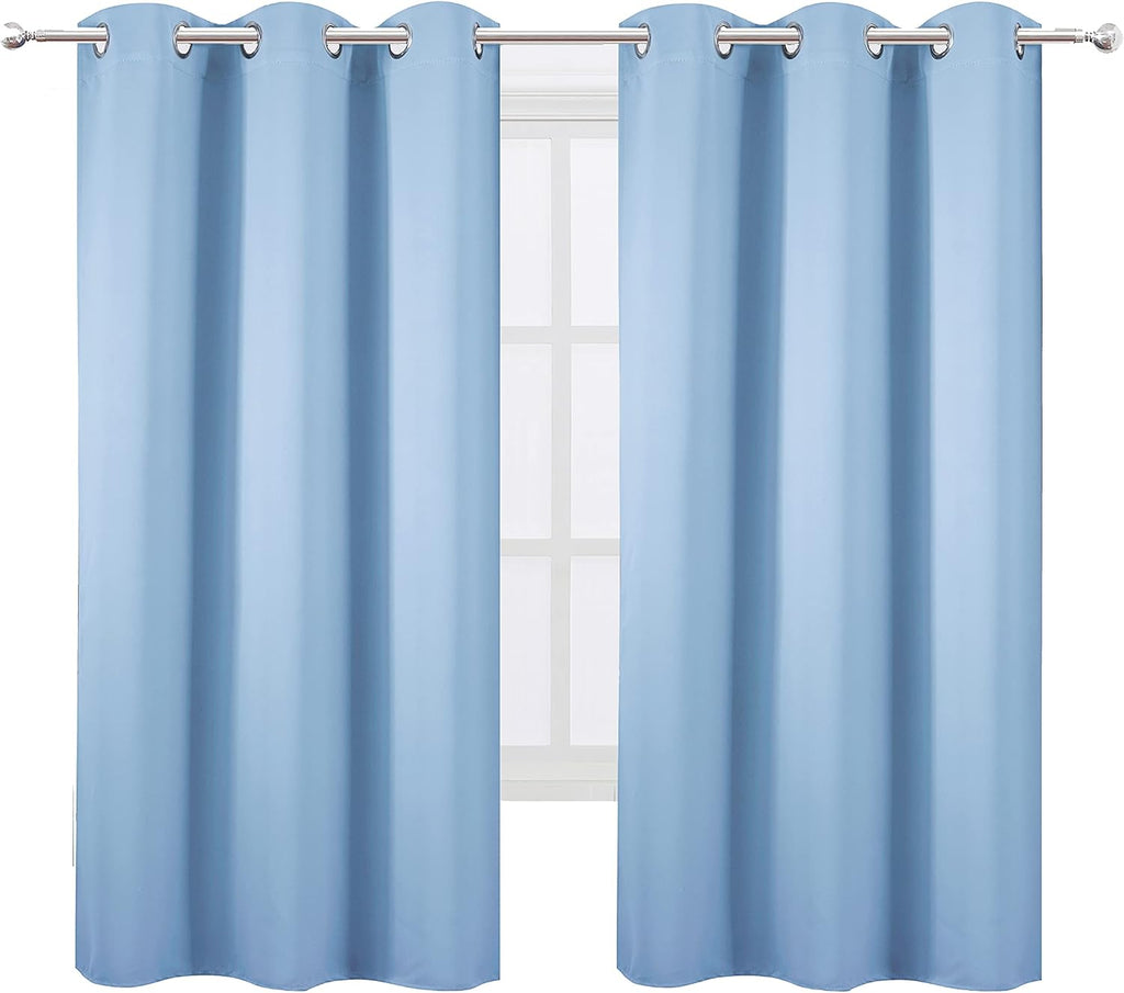 Lemomo Sky Blue Thermal Blackout Curtains/38 x 63 Inch/Set of 2 Panels Room Darkening Curtains for Bedroom 63 Inch Blue