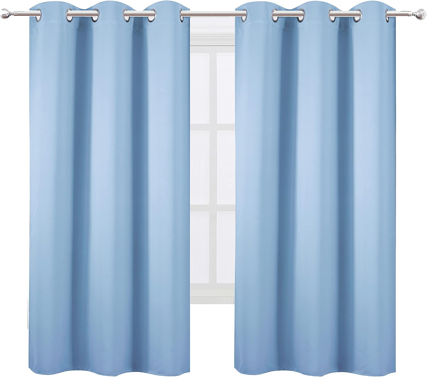 Lemomo Sky Blue Thermal Blackout Curtains/38 x 63 Inch/Set of 2 Panels Room Darkening Curtains for Bedroom 63 Inch Blue