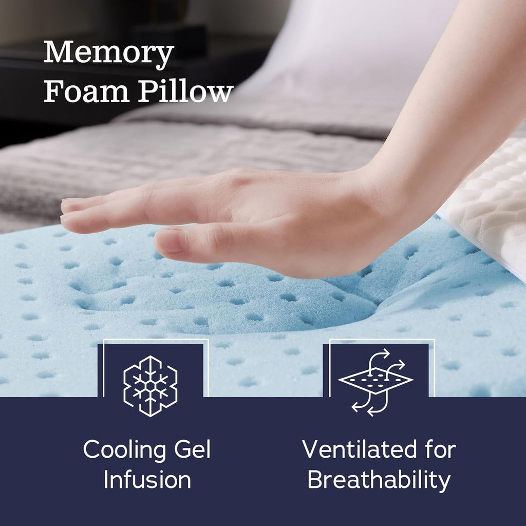 WEEKENDER Gel Memory Foam Pillow - Standard Size - 6-Pack - Medium Firm Feel - Neck and Shoulder Support - Side & Back Sleepers - Home…