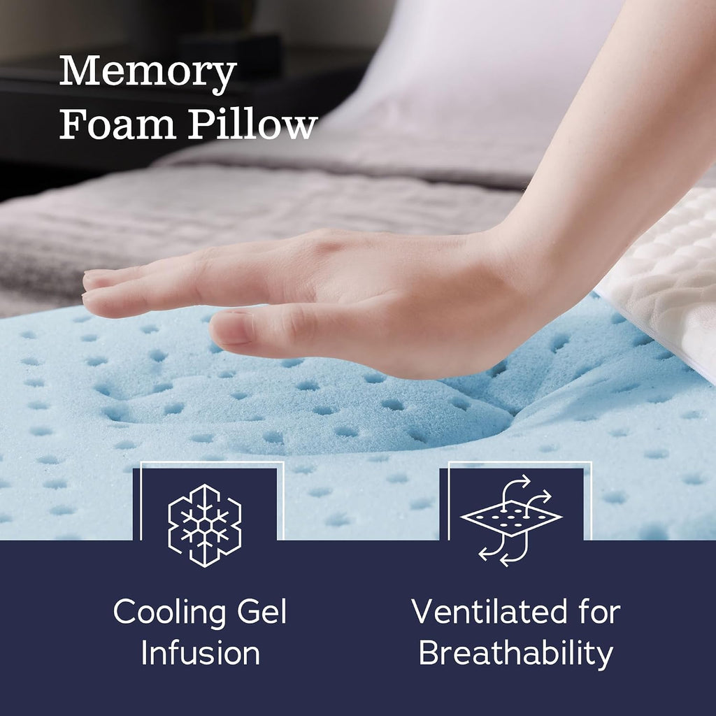 WEEKENDER Gel Memory Foam Pillow - King Size - 4-Pack - Medium Firm Feel - Neck and Shoulder Support - Side & Back Sleepers - Home…