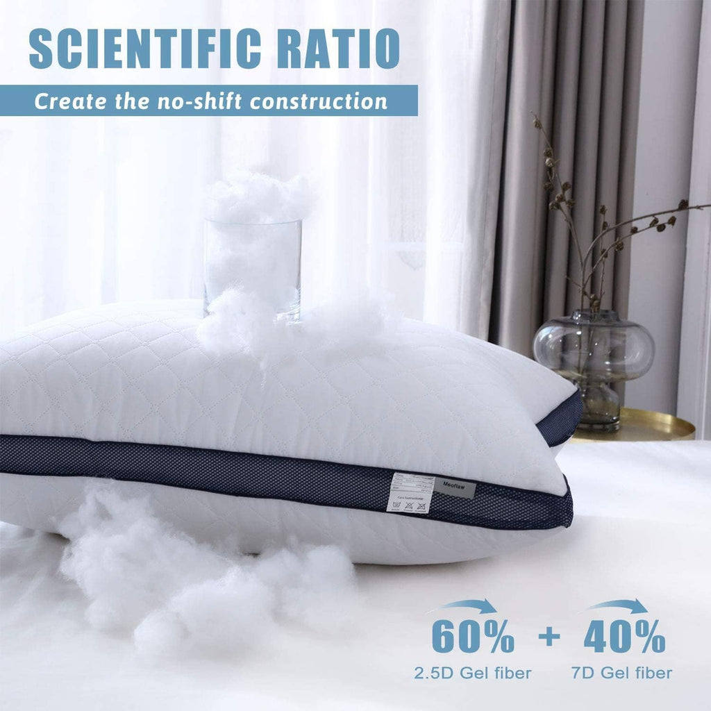 Meoflaw Pillows for Sleeping(2-Pack), Luxury Hotel Pillows Standard Size Set of 2, Bed Pillows for Side and Back Sleeper (Standard) blue