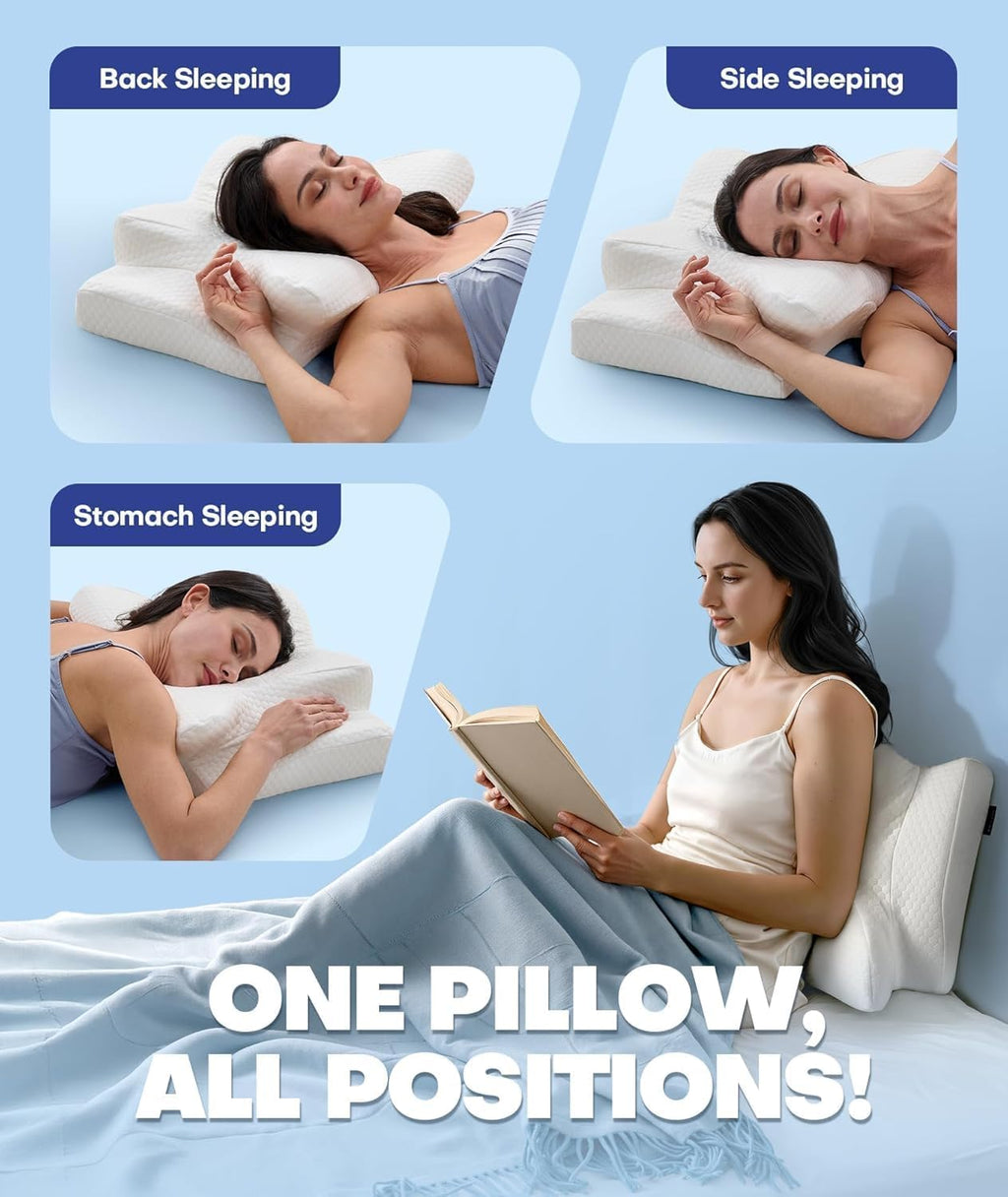 Emircey Clinical-Level Relief Cervical Neck Pillow for Sleeping, Orthopedic Contour Memory Foam Pillow for Side Sleepers, Cooling Reading…