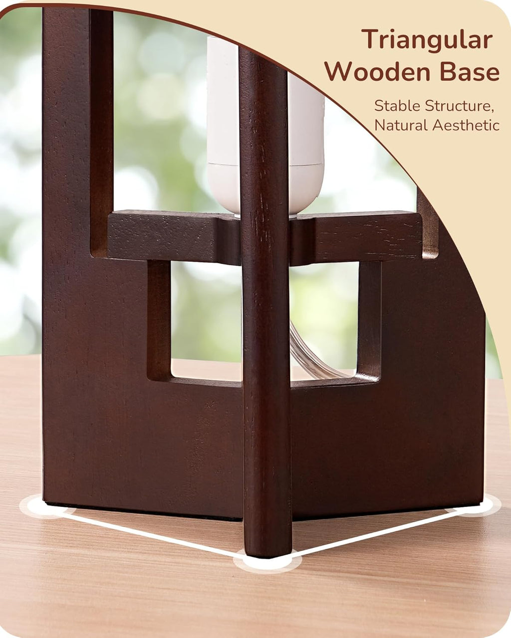 EDISHINE Wood Table Lamp, 13.5" Small Bedside Lamp, Beige Linen Shade, Rosewood Cylinder Nightstand Lamp for Bedroom Living Room, On-Off…