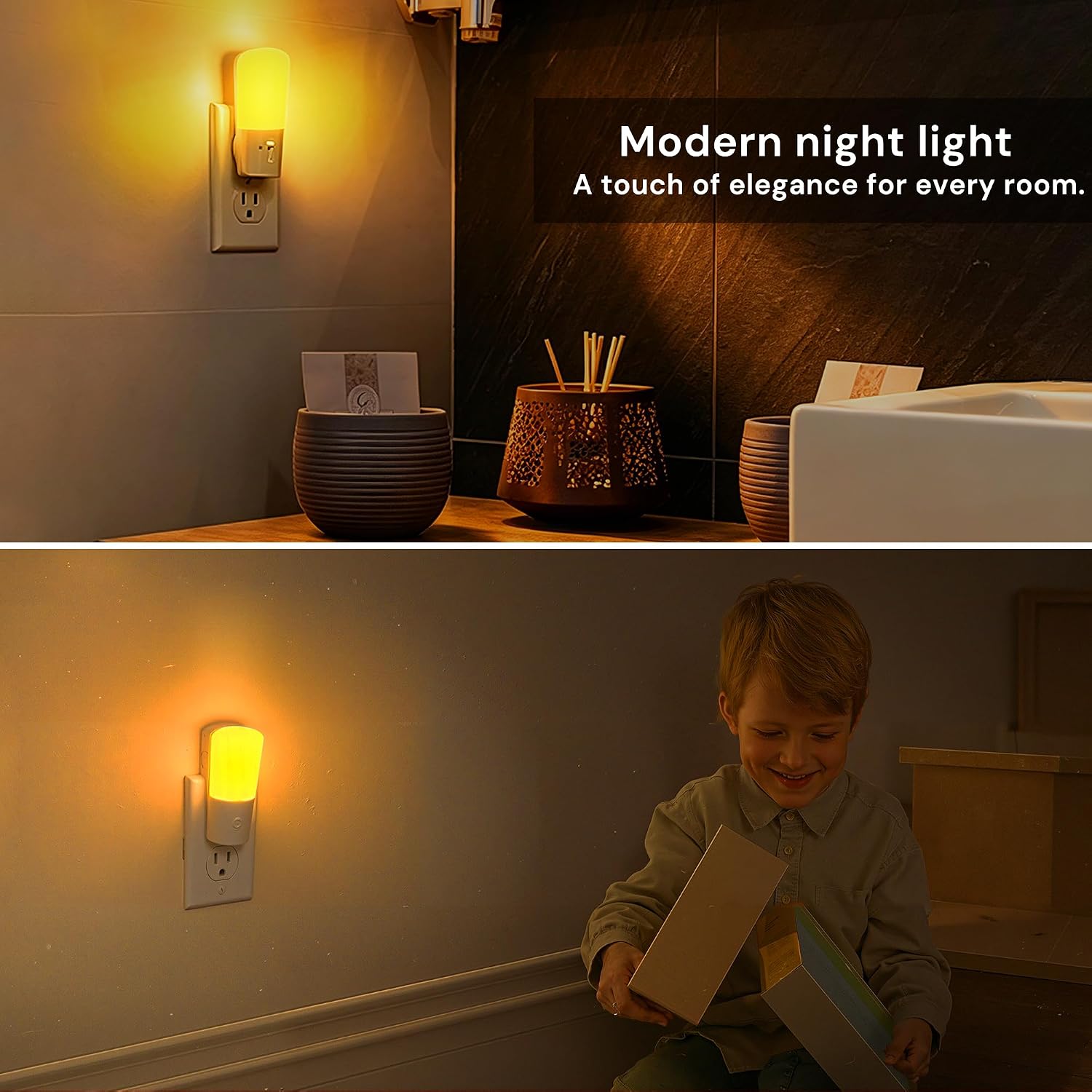 LOHAS-LED Amber Night Light, Dimmable Plug in Night Light with Light Sensor, Yellow Kids Nightlights, 5-80LM Sleep Light for Nursery…