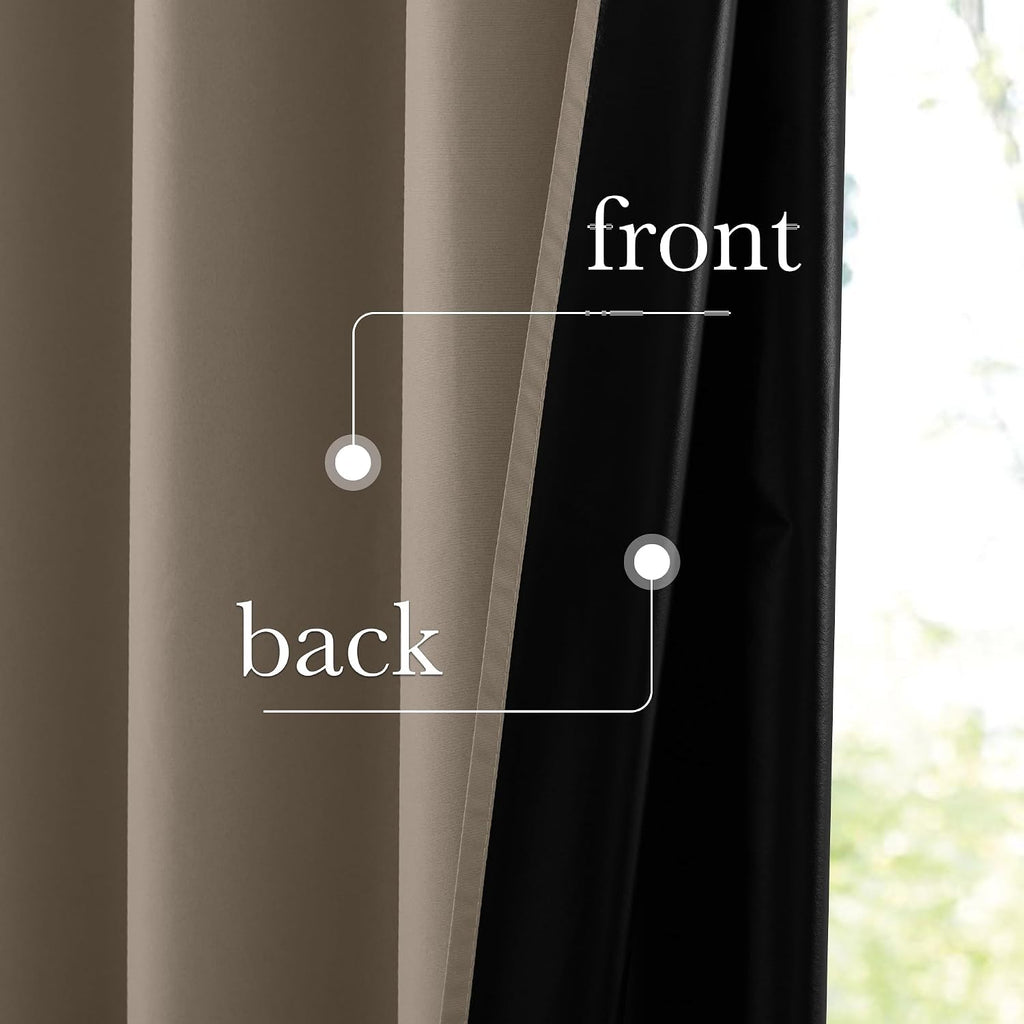 Nicetown 100% Blackout Tan Curtains 96 inch Long, Grommet Thermal Insulated Portable Travel Blackout Window Treatment Easy to Install for L…
