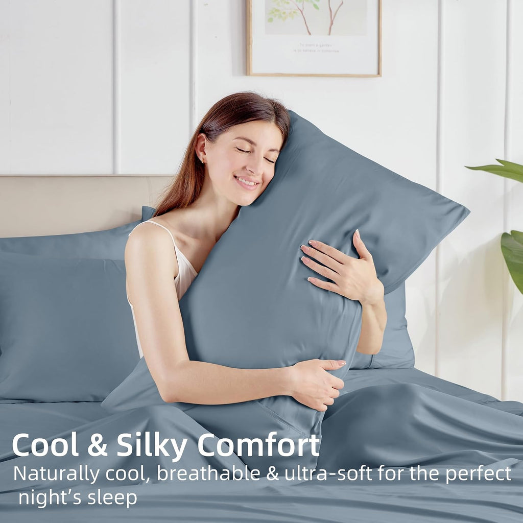 GOKOTTA Envelope Pillow Cases King Size 2 Pack, 100% Rayon Made from Bamboo Cooling Pillowcases Soft and Silky for Hair and Face (20"*40")