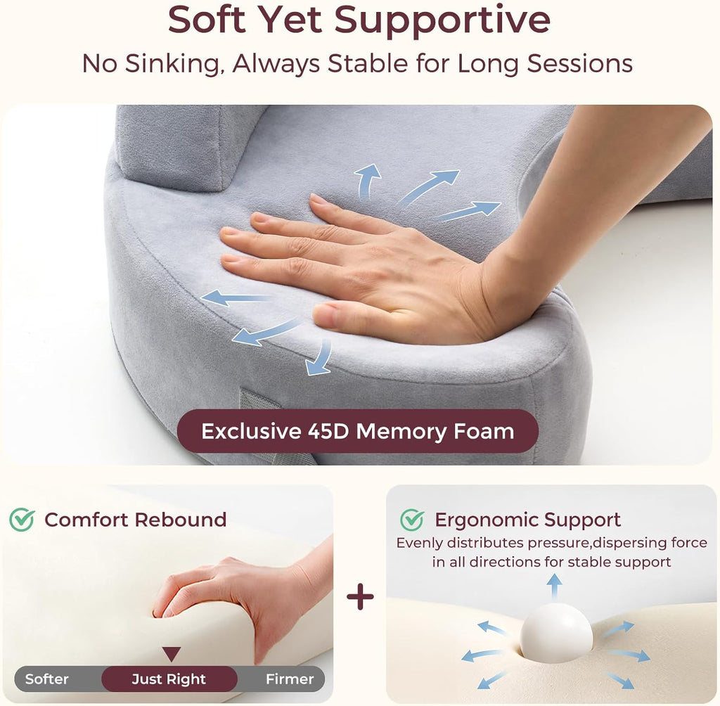 Momcozy CozyPro Nursing Pillow - All Around Lumbar & Arm Support - Safety Guard, Firm & Springy Memory Foam-Stable, Ergonomic Support, Easi…