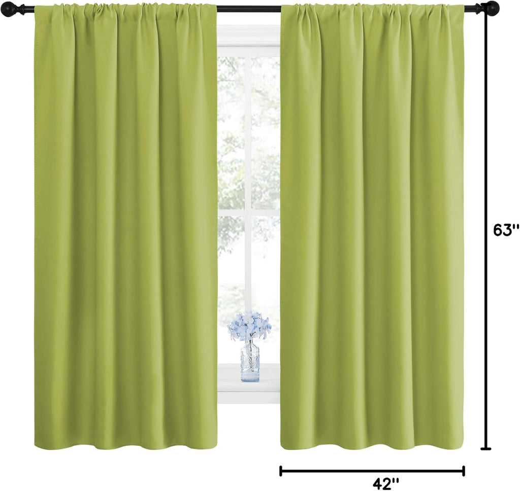 NICETOWN Green Blackout Draperies Curtains - Thermal Insulated Home Decoration Blackout Drapes for Kid's Room (1 Pair, 42 x 63 Inch…