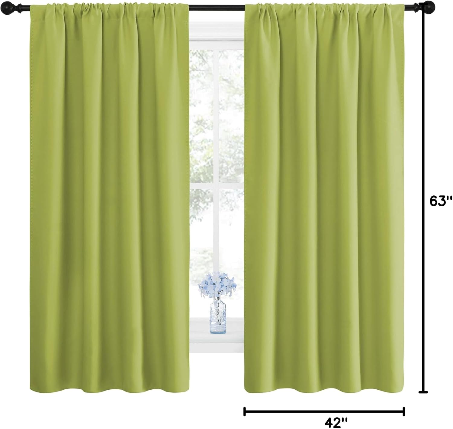 NICETOWN Green Blackout Draperies Curtains - Thermal Insulated Home Decoration Blackout Drapes for Kid's Room (1 Pair, 42 x 63 Inch…