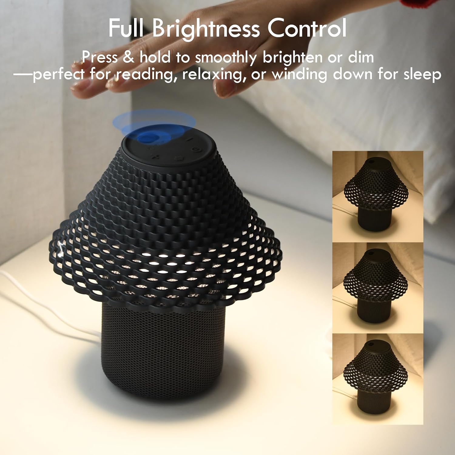 Bedside Table Lamp with White Noise Machine - 10 Soothing Sounds, Gesture Control Sensor & Dimmable Night Light - 30/60/90 Min Auto-Off…