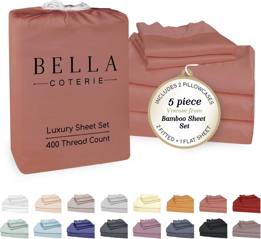 Bella Coterie Luxury Bamboo Viscose Split King Size Sheet Set | 2 Fitted Sheets for Sleep Number & Adjustable Beds | 100% Organically…