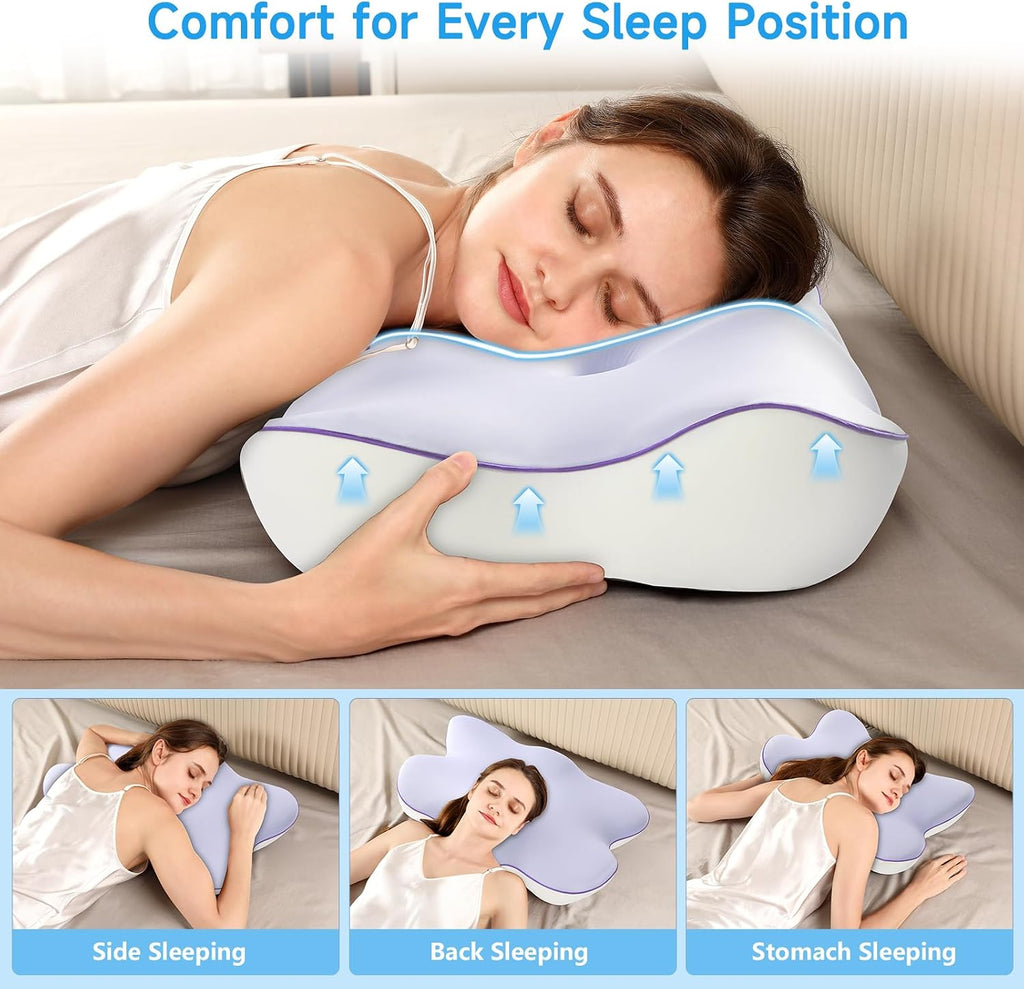 jiaao Cervical Pillow for Neck and Shoulder, Adjustable Memory Foam Neck Pillow for Sleeping, Ergonomic Neck Support Pillows for Side, Back a…