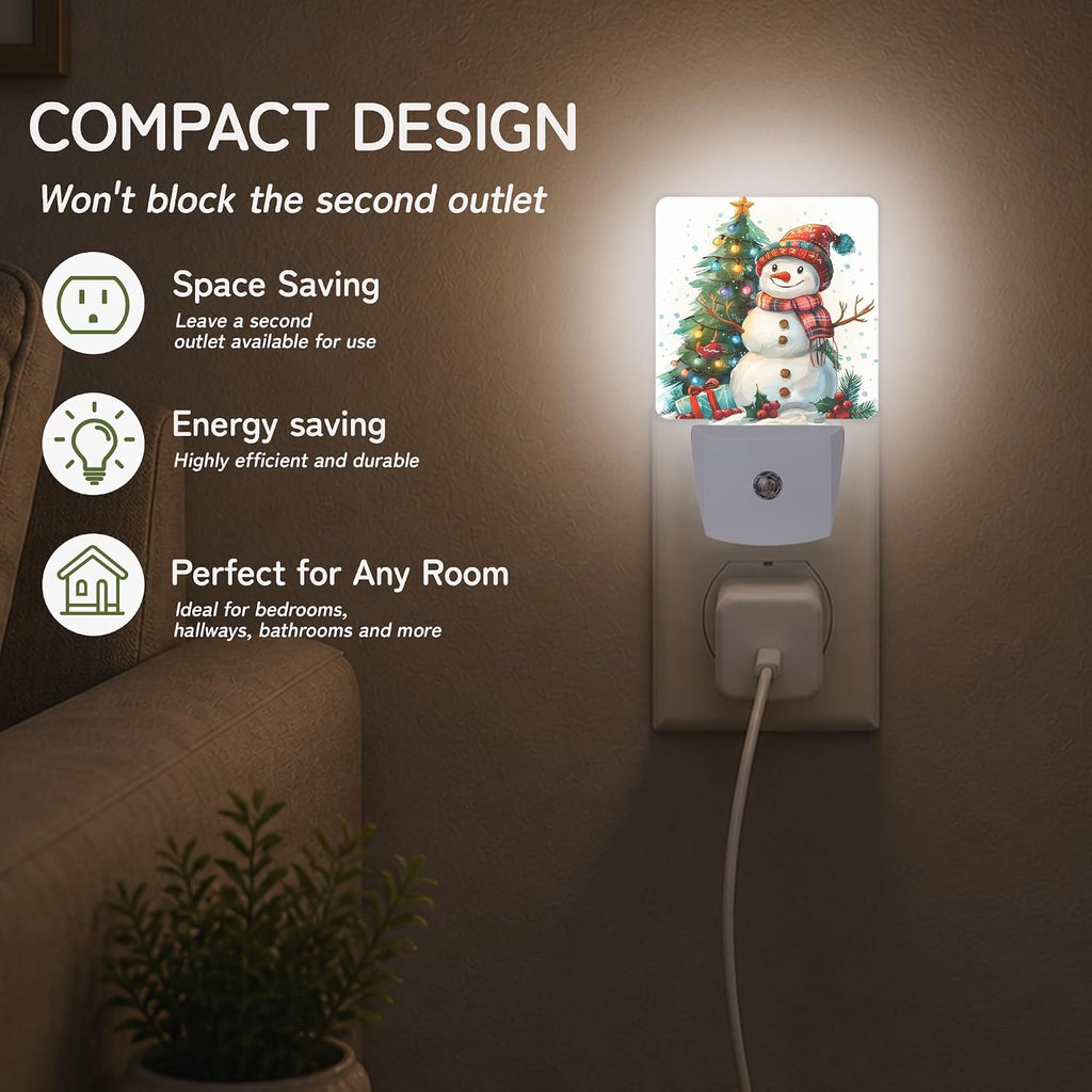 Christmas Snowman Tree Night Light, Night Lights Plug into Wall with Dusk to Dawn Sensor for Bedroom Bathroom Hallway Kitchen, Decorative…
