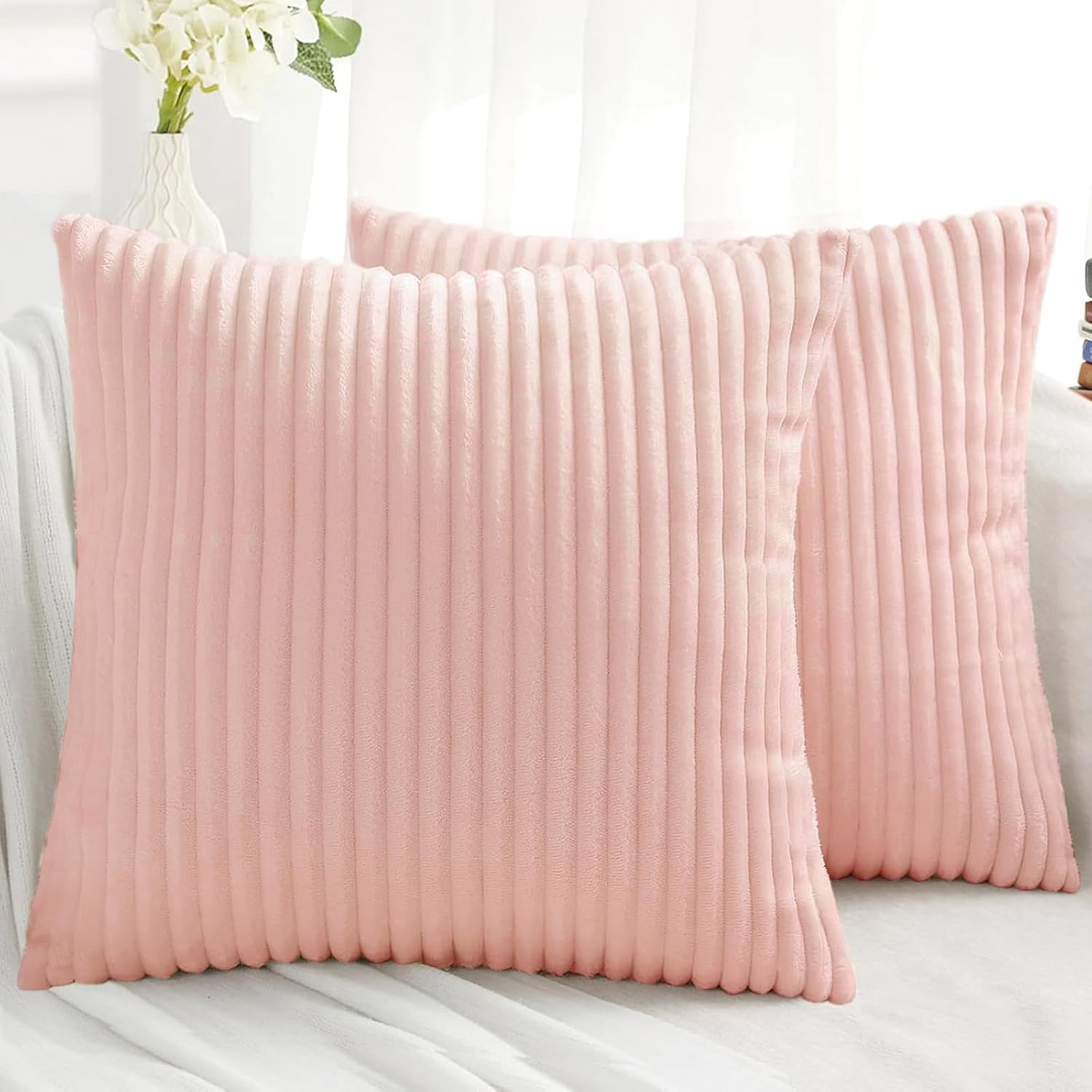 SimmoreHomeDecor Simmore Decorative Summer Throw Pillow Covers 20x20 Set of 2, Soft Plush Flannel Double-Sided Fluffy Lumbar Pillow Covers…