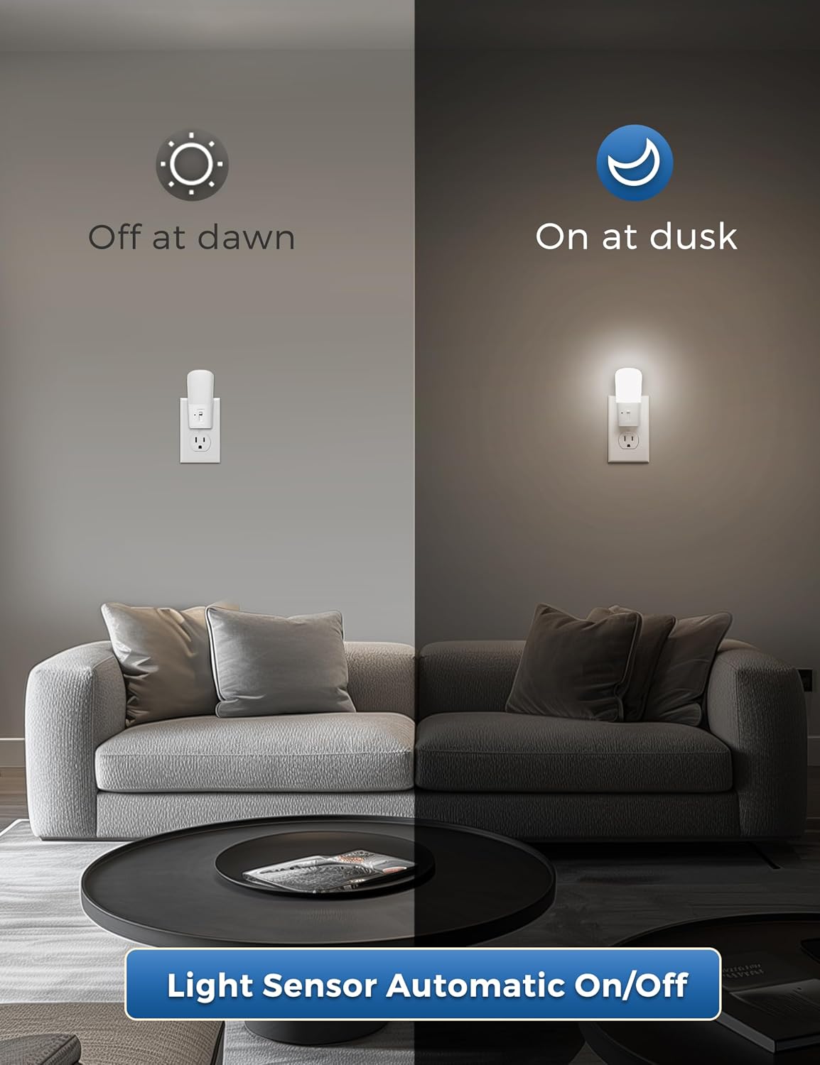 L LOHAS LED Dimmable Night Light[2 Pack], Plug in Night Lights with Dusk to Dawn Sensor, Daylight 5000k from 5-80 LM Brightness…