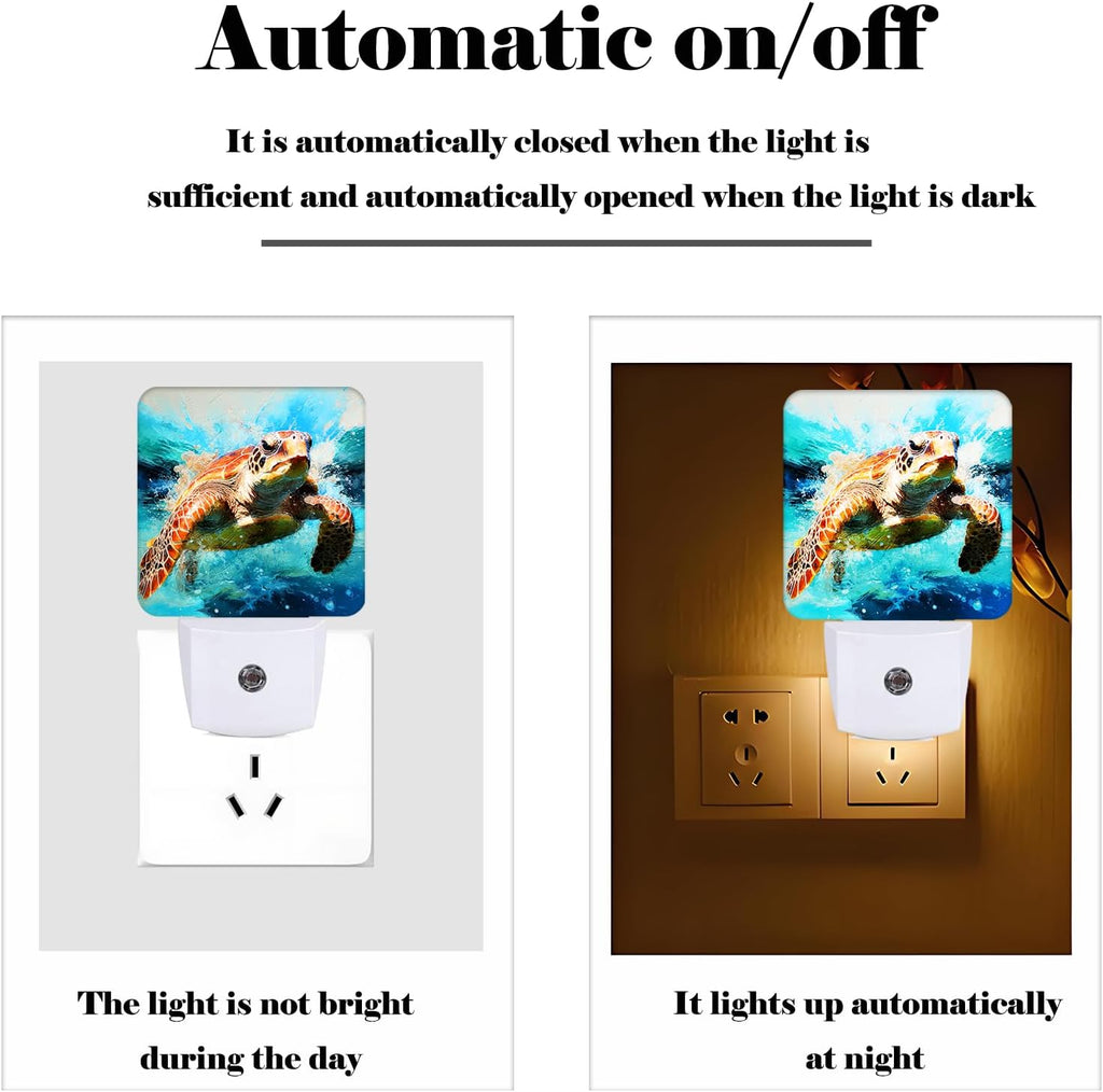 Sea Turtle Night Light, Plug-in Nightlights Auto Sensor Night Lamp Dusk-to-Dawn Lamp Home Decor for Nursery Children Girls Boys