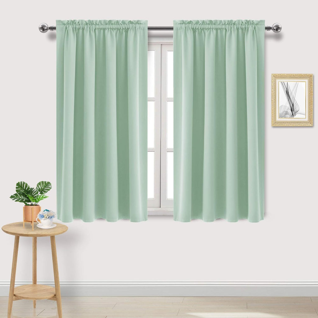 Dwcn Blackout Curtains Room Darkening Thermal Insulated Bedroom Curtains Window Curtain Panels, 52 x 54 inches Long, Set of 2 Light Green R…