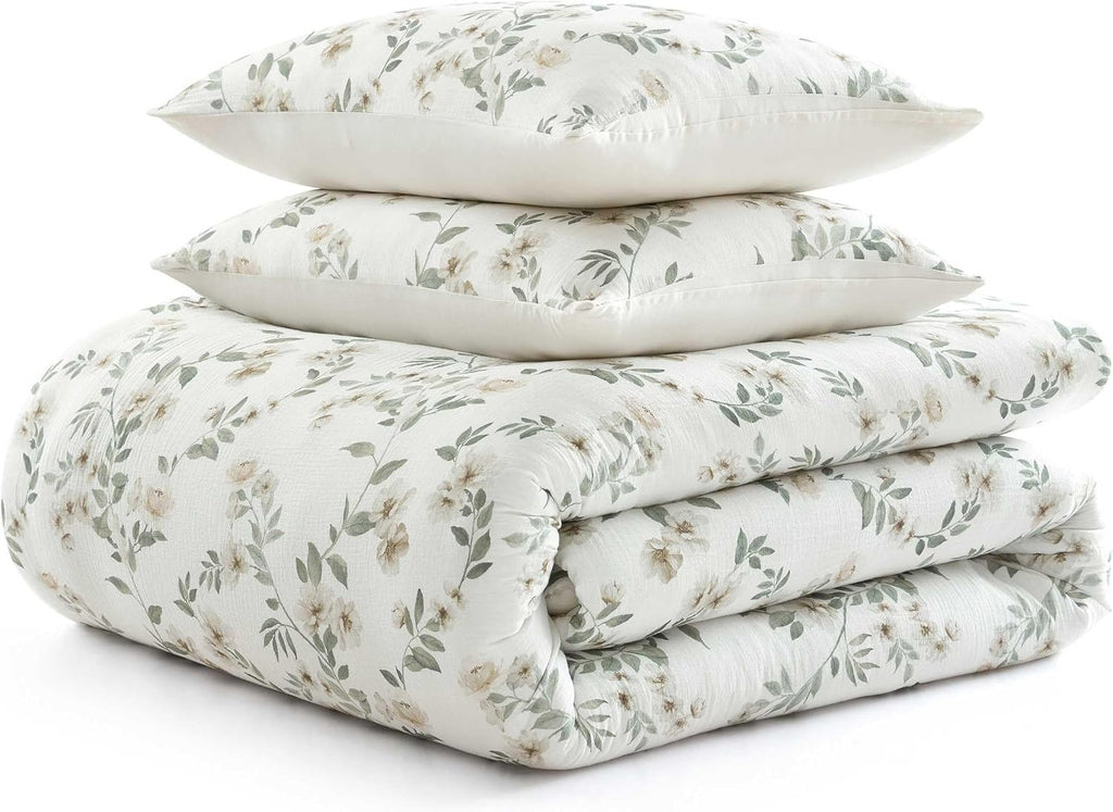 MarthaStewart Martha Stewart - Queen Duvet Cover Set, Soft Cotton with Crisp & Tailored Naturally Smooth Cotton Percale Reverse, Lightweigh…