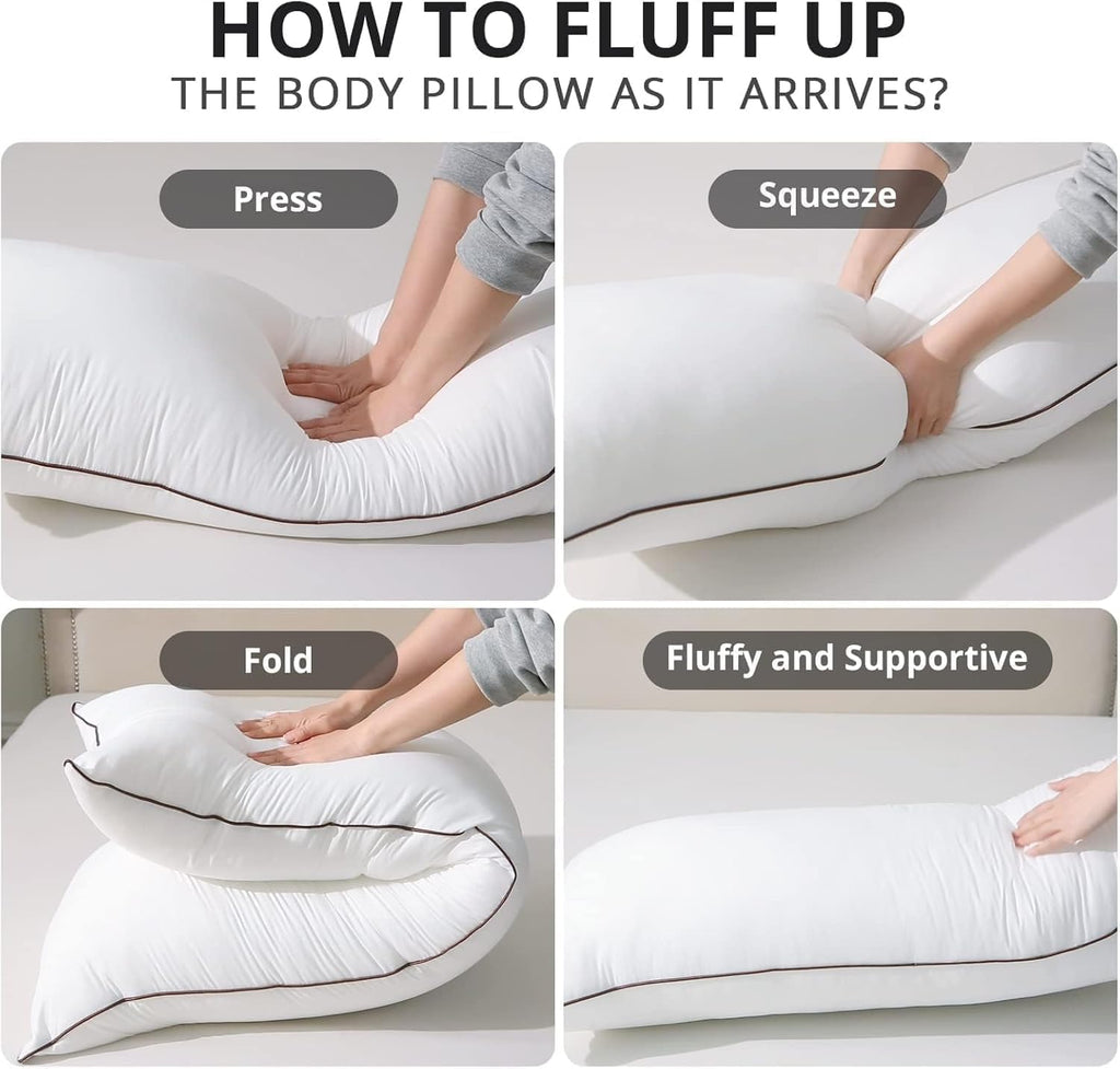 Huxmeyson Body Pillow with Satin Pillowcase, Body Pillow for Adults, Removable Cover, (20"x54") 1 count