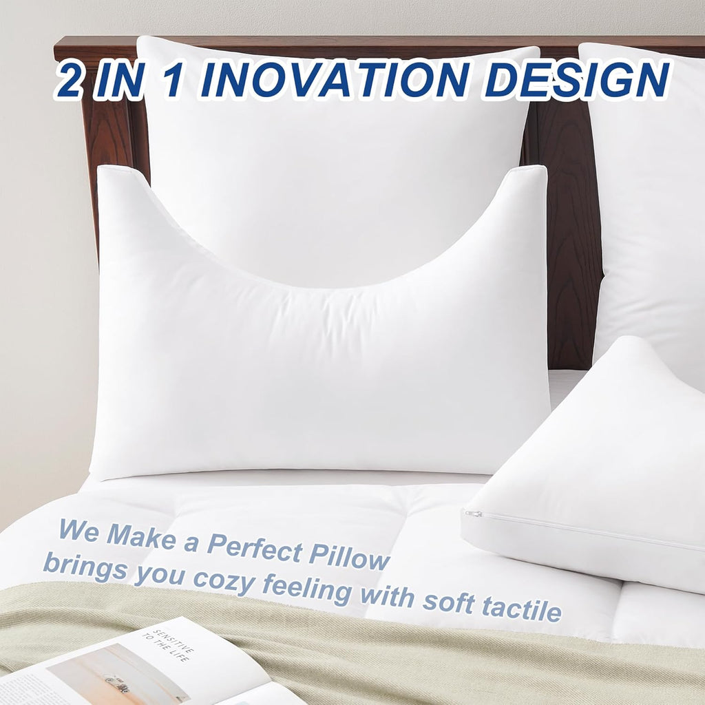 Accuratex Side Sleeper Pillow for Side and Back Sleepers-100% Cotton Cover Filled with Down Alternative, King Bed Pillows for Shoulder, Neck…