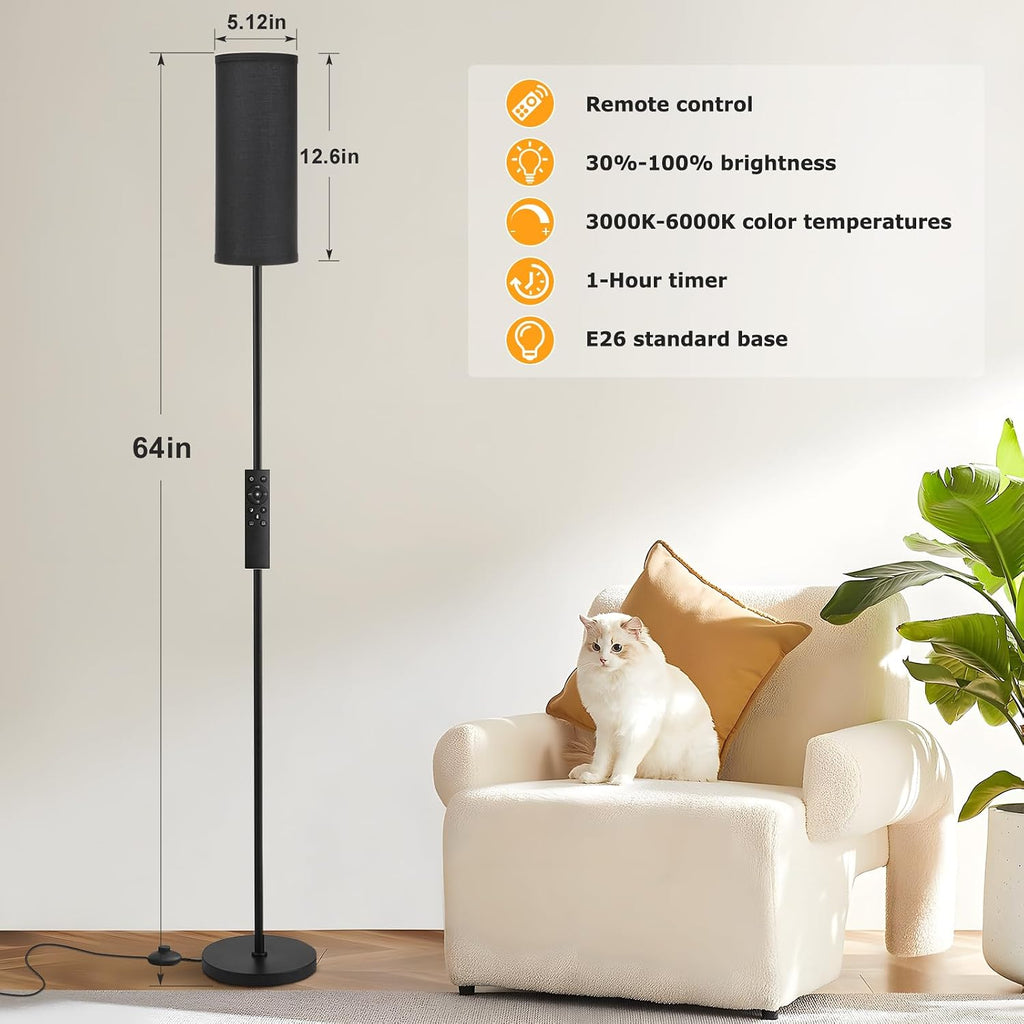 Ambimall 64'' Floor Lamps for Living Room with Remote Control and Stepless Dimmable Colors Temperature & Brightness, 9W Bulb…