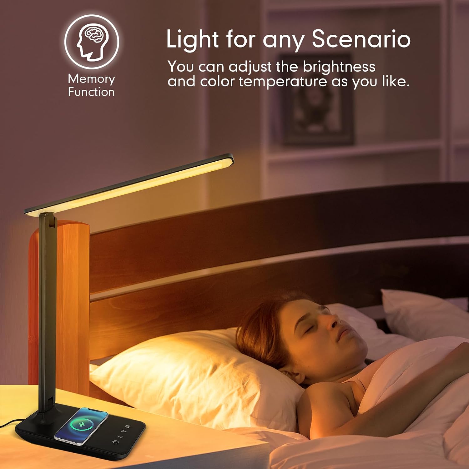 LED Desk Lamp Dimmable Table Lamp with USB Charging Port, 5 Lighting Modes, Sensitive Control, Foldable Portable Desk Light for Home…