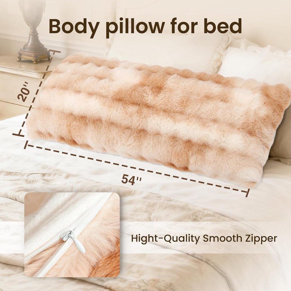 Zonli Fluffy Body Pillow for Adults, Fuzzy Faux Fur Body Pillow with Shredded Memory Foam, Adjustable Support for Side Sleepers, Pregnancy…