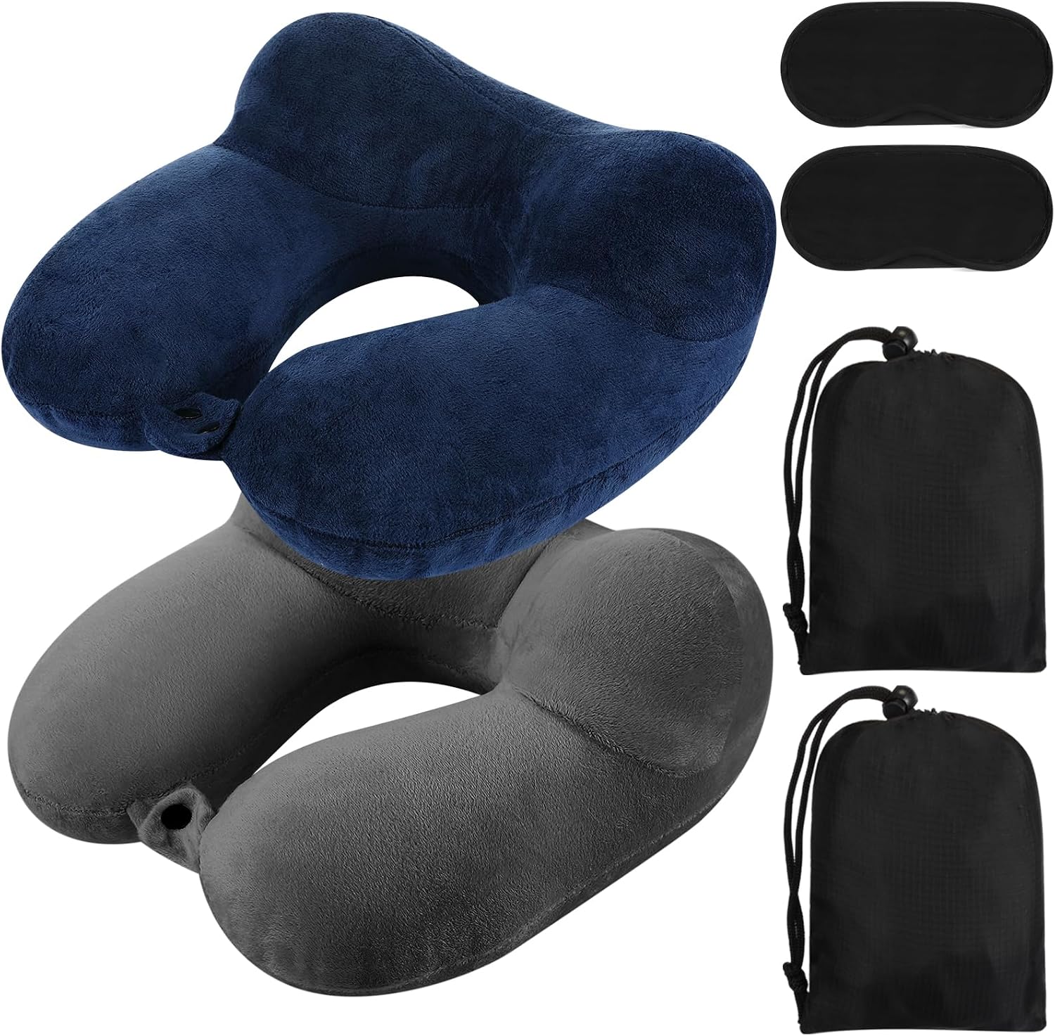 Sintuff 2 Pack Inflatable Travel Pillow for Airplanes Inflatable Neck Flight Pillows with Compact Bag and Blindfold for Traveling…