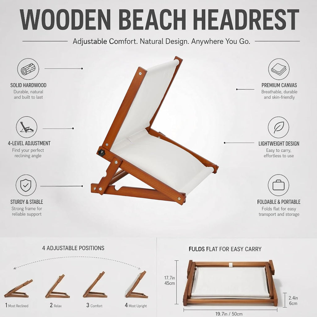 Wooden Z Hut Beach Face Shade Pillow, 180°Adjustable Roof, Pillow Angle Adjustments, Z Hut Face Shade Wooden Portable Anywhere for…
