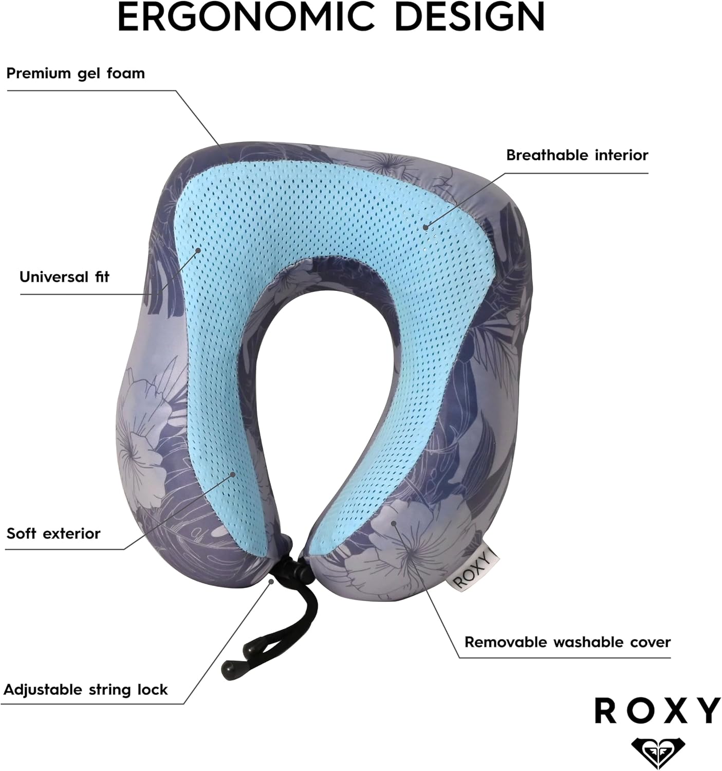 Roxy Cooling Gel Neck Pillow, Memory Foam Travel Neck Pillow for Airplane, Ergonomic Neck Support Pillow for Travel, Plane, Car & Office, B…